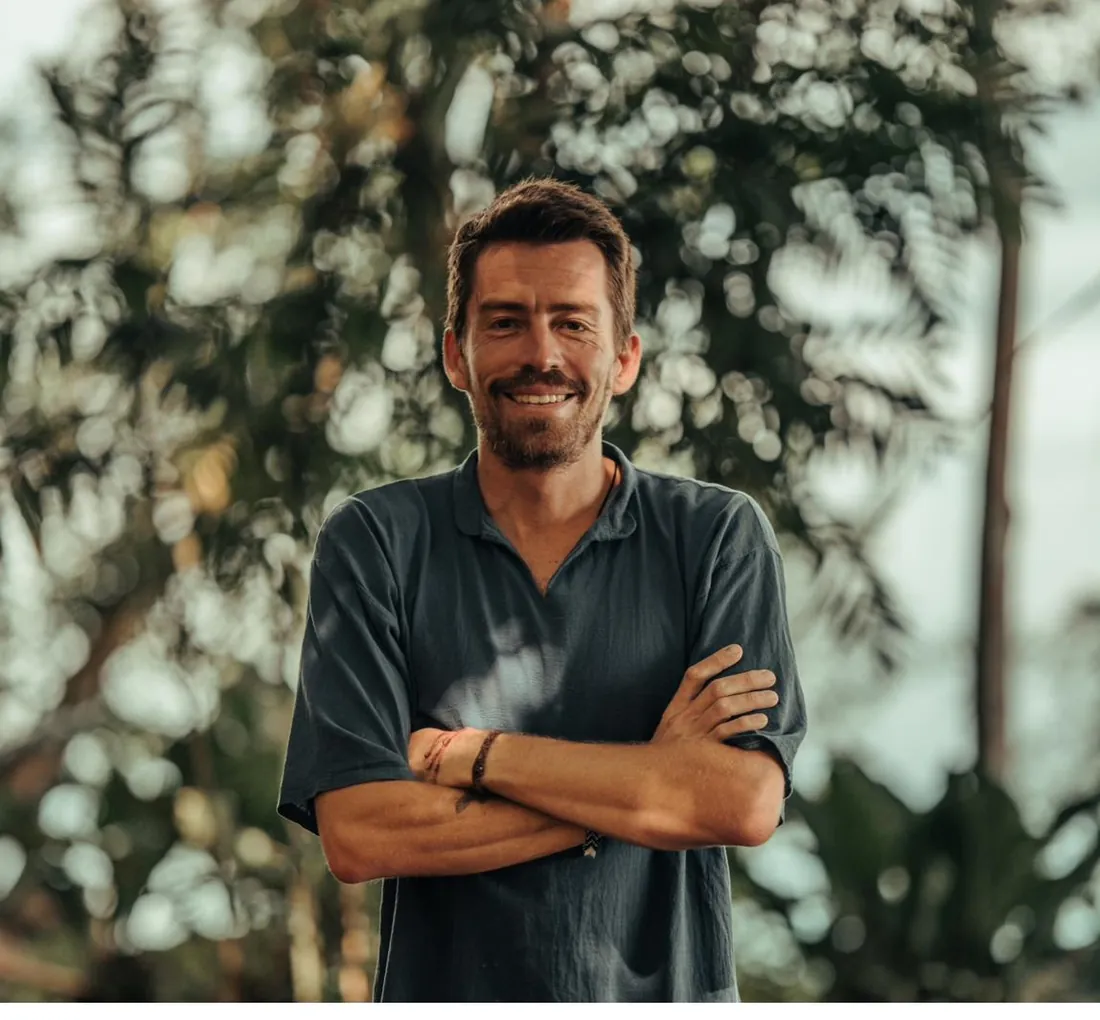 Portrait of an EcoMaquila founder outdoors in Guatemala